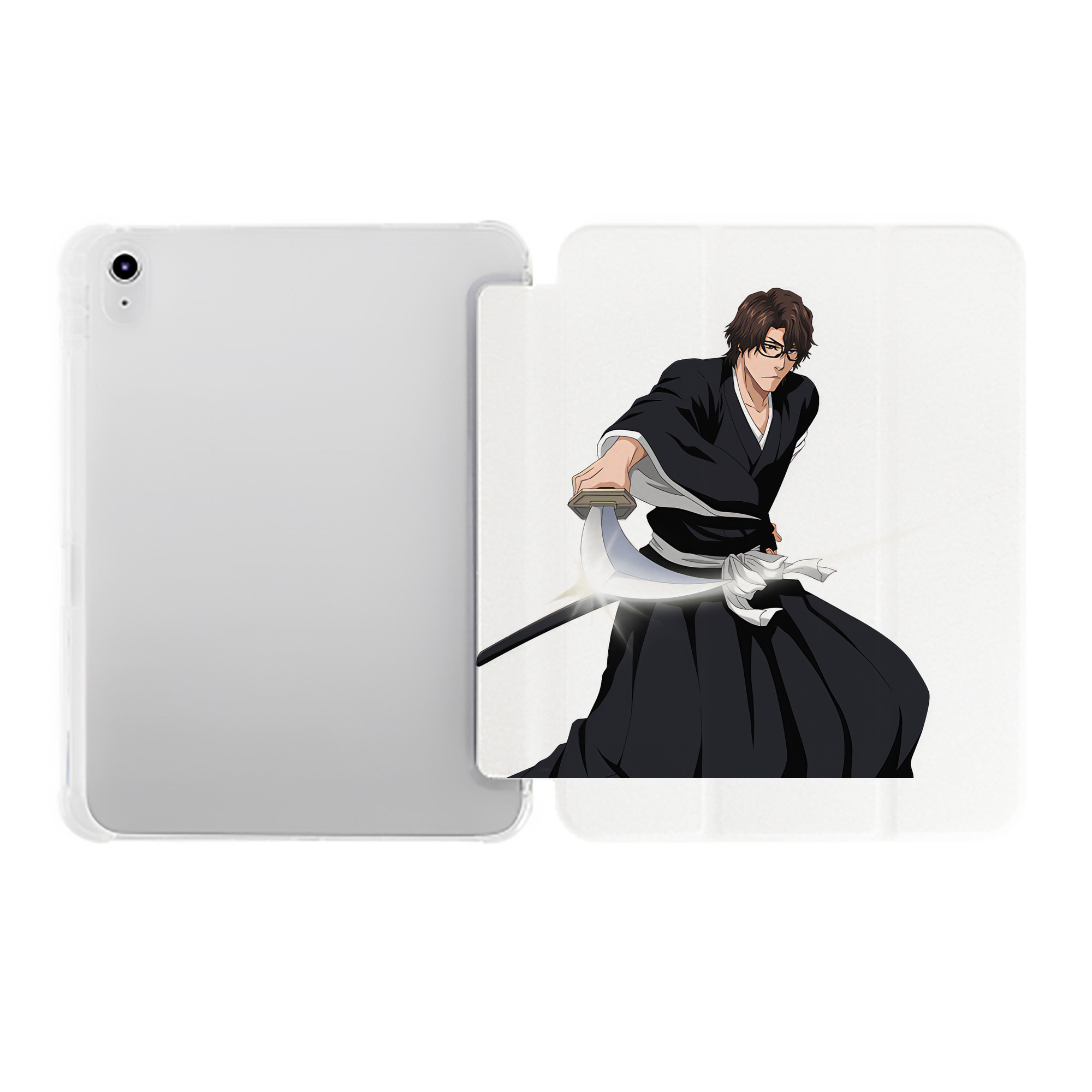 （画像用） ブリーチ 藍染 惣右介（あいぜん そうすけ） BLEACH Aizen Sousuke IPad ケース ペン収納付き 三つ折りスタンド PUレザー×シリコン 対応機種9.5/10.5/10.9インチ
